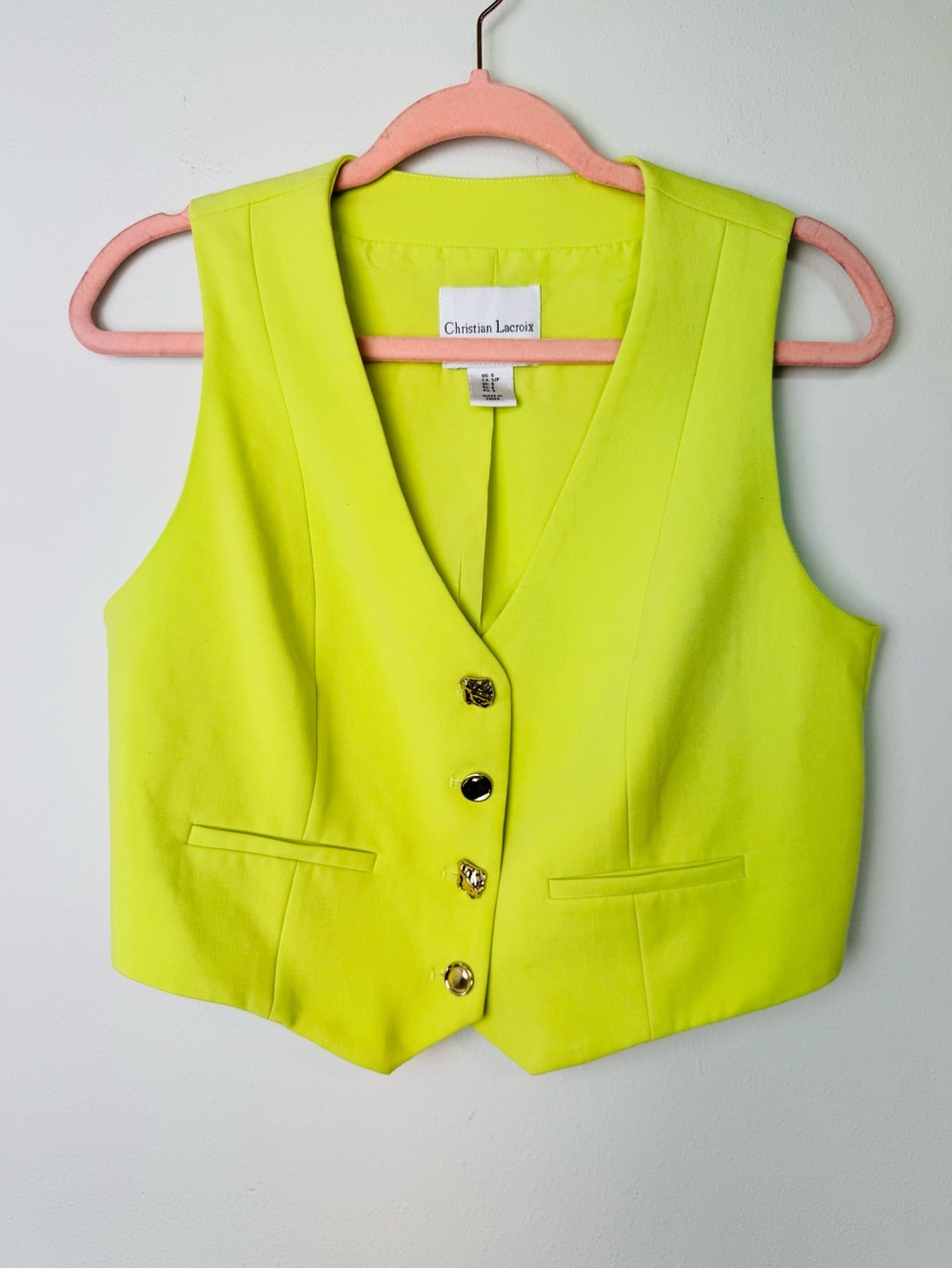 Christian Lacroix Lime Green Buttoned Vest